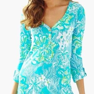 Lilly Pulitzer  Green and White Cotton Fabric